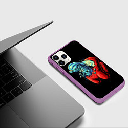 Чехол iPhone 11 Pro матовый Among Us Aliens, цвет: 3D-фиолетовый — фото 2