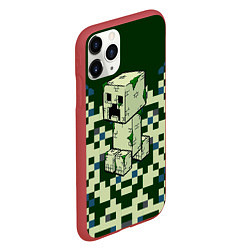Чехол iPhone 11 Pro матовый Minecraft Крипер, цвет: 3D-красный — фото 2