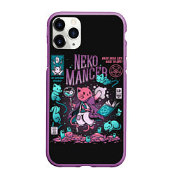 Чехол iPhone 11 Pro матовый Cat Necromancer, цвет: 3D-фиолетовый