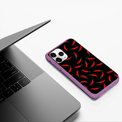 Чехол iPhone 11 Pro матовый Chili peppers, цвет: 3D-фиолетовый — фото 2