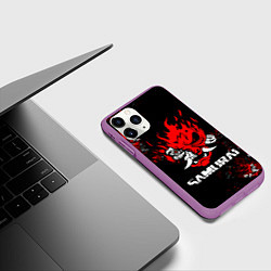 Чехол iPhone 11 Pro матовый SAMURAI CYBERPUNK 2077, цвет: 3D-фиолетовый — фото 2