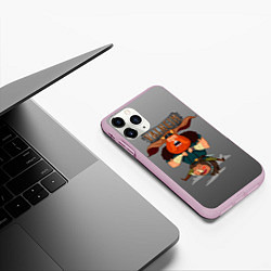 Чехол iPhone 11 Pro матовый Valheim викинг на свине, цвет: 3D-розовый — фото 2