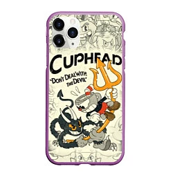 Чехол iPhone 11 Pro матовый Cuphead and Devil, цвет: 3D-фиолетовый