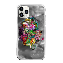Чехол iPhone 11 Pro матовый Русалка граффити, цвет: 3D-белый