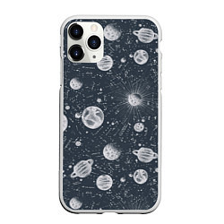 Чехол iPhone 11 Pro матовый Звезды, планеты и созвездия, цвет: 3D-белый