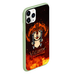 Чехол iPhone 11 Pro матовый Valheim девушка воин, цвет: 3D-салатовый — фото 2