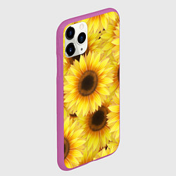 Чехол iPhone 11 Pro матовый Подсолнухи в поле, цвет: 3D-фиолетовый — фото 2