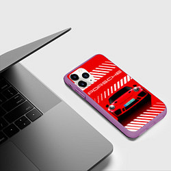 Чехол iPhone 11 Pro матовый PORSCHE ПОРШЕ RED STYLE, цвет: 3D-фиолетовый — фото 2