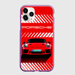 Чехол iPhone 11 Pro матовый PORSCHE ПОРШЕ RED STYLE