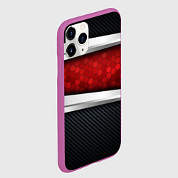 Чехол iPhone 11 Pro матовый 3D Красные соты металлические, цвет: 3D-фиолетовый — фото 2