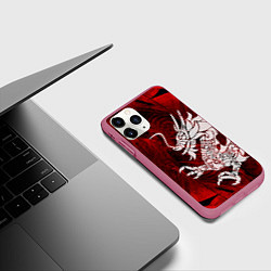Чехол iPhone 11 Pro матовый Chinese Dragon, цвет: 3D-малиновый — фото 2