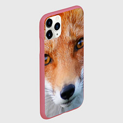 Чехол iPhone 11 Pro матовый Крупно мордочка лисы, цвет: 3D-малиновый — фото 2