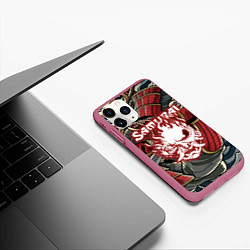 Чехол iPhone 11 Pro матовый SAMURAI CYBERPUNK NINJA, цвет: 3D-малиновый — фото 2