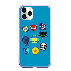 Чехол iPhone 11 Pro матовый Geometry Dash: Icons, цвет: 3D-светло-сиреневый