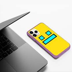 Чехол iPhone 11 Pro матовый Geometry Dash Smile, цвет: 3D-фиолетовый — фото 2