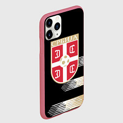 Чехол iPhone 11 Pro матовый Сборная Сербии, цвет: 3D-малиновый — фото 2