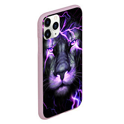 Чехол iPhone 11 Pro матовый НЕОНОВЫЙ ЛЕВ NEON LION, цвет: 3D-розовый — фото 2