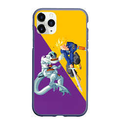 Чехол iPhone 11 Pro матовый Yellow vs purple, цвет: 3D-серый