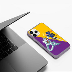 Чехол iPhone 11 Pro матовый Yellow vs purple, цвет: 3D-серый — фото 2