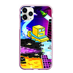 Чехол iPhone 11 Pro матовый Geometry Dash: Art, цвет: 3D-розовый