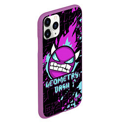 Чехол iPhone 11 Pro матовый Geometry Dash, цвет: 3D-фиолетовый — фото 2