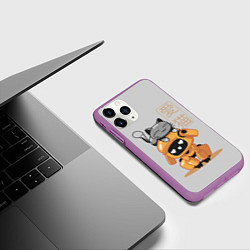 Чехол iPhone 11 Pro матовый Cat and Robot ЛСР, цвет: 3D-фиолетовый — фото 2