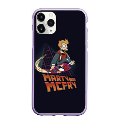 Чехол iPhone 11 Pro матовый Back to Futurama, цвет: 3D-светло-сиреневый