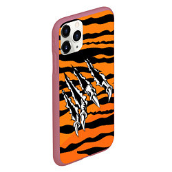 Чехол iPhone 11 Pro матовый След от когтей тигра, цвет: 3D-малиновый — фото 2
