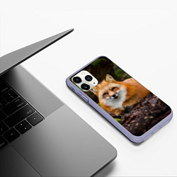 Чехол iPhone 11 Pro матовый Взрослый строгий лис, цвет: 3D-светло-сиреневый — фото 2
