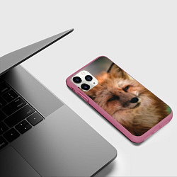 Чехол iPhone 11 Pro матовый Строгая лисица, цвет: 3D-малиновый — фото 2