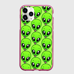 Чехол iPhone 11 Pro матовый Инопланетяне, цвет: 3D-малиновый