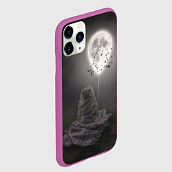 Чехол iPhone 11 Pro матовый Мопс и луна, цвет: 3D-фиолетовый — фото 2