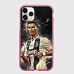 Чехол iPhone 11 Pro матовый Криштиану Роналду Ювентус, цвет: 3D-малиновый