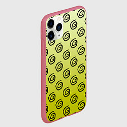 Чехол iPhone 11 Pro матовый Узор спиральки на желтом фоне, цвет: 3D-малиновый — фото 2