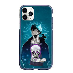 Чехол iPhone 11 Pro матовый Jin-Woo and skull, цвет: 3D-серый