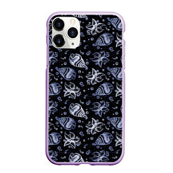 Чехол iPhone 11 Pro матовый Раковины и звезды, цвет: 3D-сиреневый