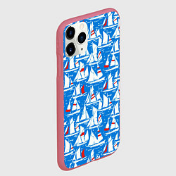 Чехол iPhone 11 Pro матовый Яхты, цвет: 3D-малиновый — фото 2