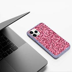 Чехол iPhone 11 Pro матовый Текстура мозга, цвет: 3D-светло-сиреневый — фото 2