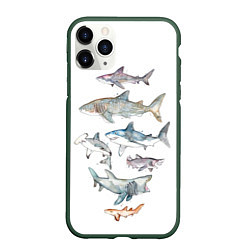 Чехол iPhone 11 Pro матовый Акулы