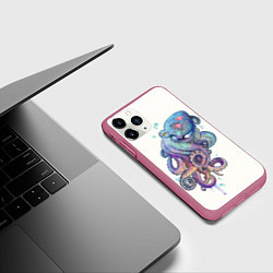 Чехол iPhone 11 Pro матовый Осьминог яркий, цвет: 3D-малиновый — фото 2