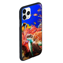 Чехол iPhone 11 Pro матовый Морская черепаха, цвет: 3D-черный — фото 2