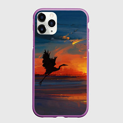 Чехол iPhone 11 Pro матовый Прибрежный закат, цвет: 3D-фиолетовый