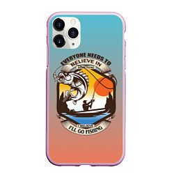 Чехол iPhone 11 Pro матовый Поход и туристическая рыбалка, цвет: 3D-розовый