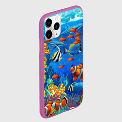 Чехол iPhone 11 Pro матовый Коралловые рыбки, цвет: 3D-фиолетовый — фото 2
