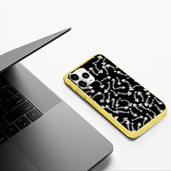Чехол iPhone 11 Pro матовый Fishbones, цвет: 3D-желтый — фото 2