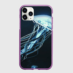Чехол iPhone 11 Pro матовый Рисунок медуза, цвет: 3D-фиолетовый