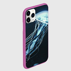 Чехол iPhone 11 Pro матовый Рисунок медуза, цвет: 3D-фиолетовый — фото 2
