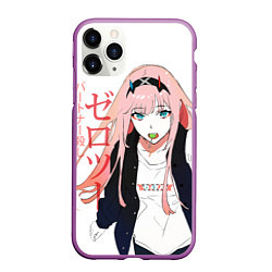 Чехол iPhone 11 Pro матовый Zero Two, Darling in the Franx