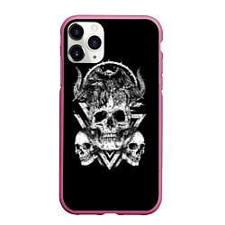 Чехол iPhone 11 Pro матовый Черепа и Вороны Skulls Raven