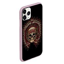 Чехол iPhone 11 Pro матовый Череп Индейца, цвет: 3D-розовый — фото 2